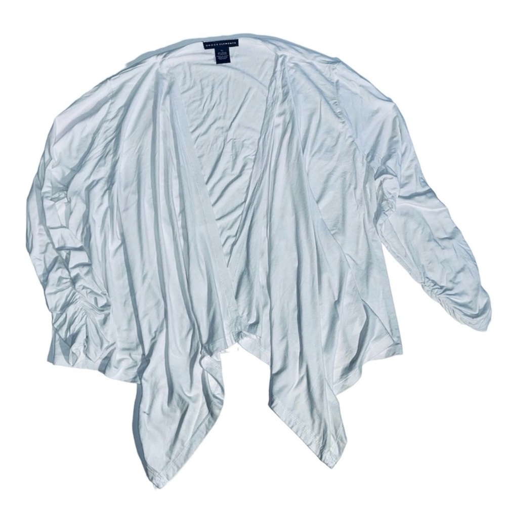 Grace Elements White Knit Ruched Sleeve Open
Sweater XL